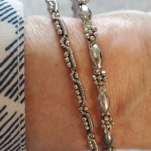 Bangle Floral and Bead Bracelet Set -